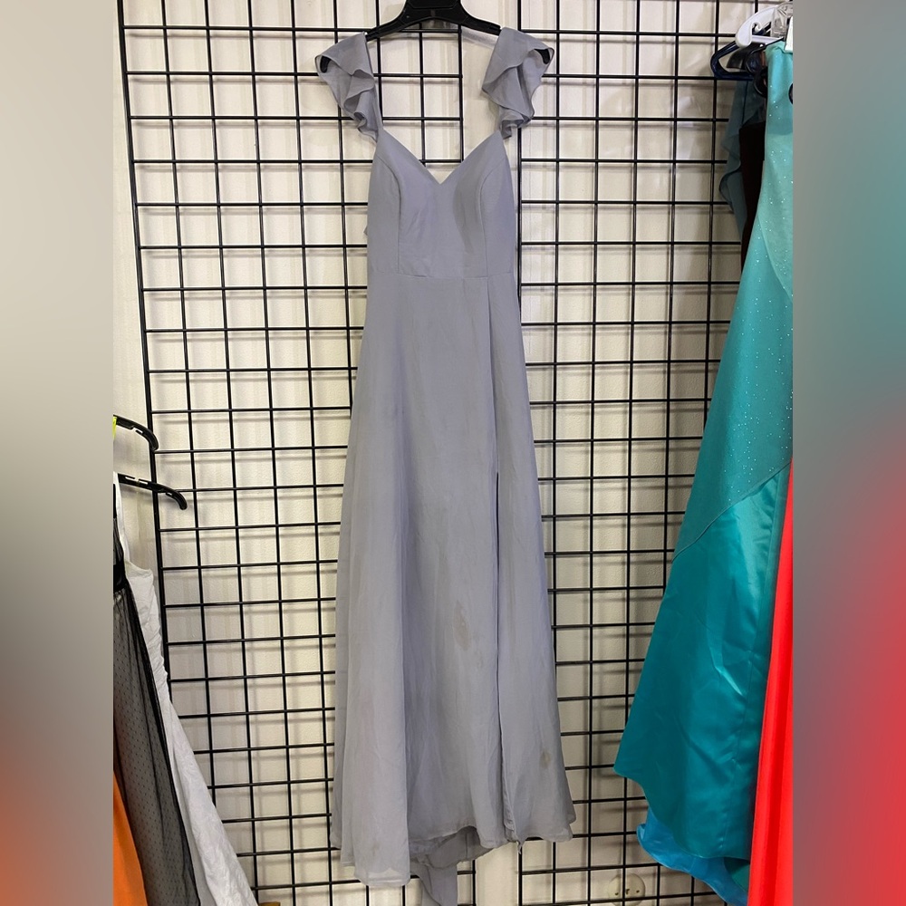 Azazie Gray Long Dress 8